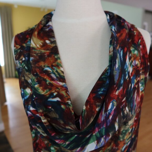 Theory 100% silk "Codey" blouse top cowl neck multicolor print size P $145 - Picture 7 of 12